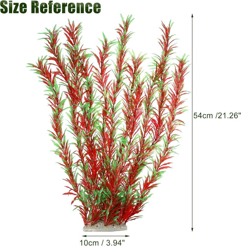 Large Aquarium Plastic Plants, Tall Aquarium Plants for Fish Tanks Decor, 21.26" Height (Red Green, 2pcs)