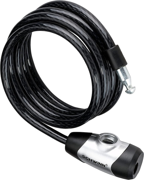 Schwinn Bike Key Lock, Braided Steel Cable, 6 feet x 8mm, 2 Keys Included, Security Level 1