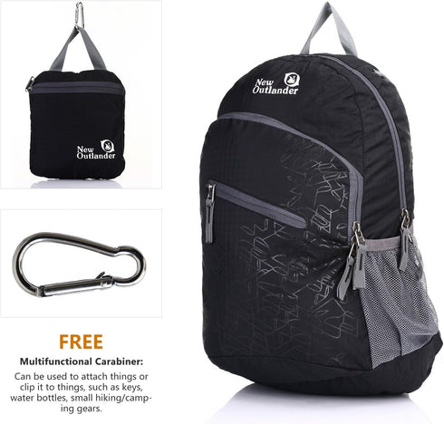 Outlander Packable Handy Lightweight Travel Hiking Backpack, Black