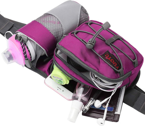 Waist Pack with Water Bottle Holder - Hydration Belt for Running Walking Hiking Fanny Pack