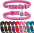 BRONZEDOG Rolled Leather Dog Collar with QR ID Tag, Hot Pink, for Small Medium Large Dogs (S: 12-14 Inch)
