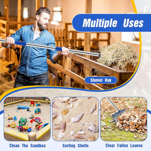 35" 64" Large Chicken Poop Scooper, Heavy Duty Chicken Coop Scoop for Sand, to Adjustable Stainless Steel Handle