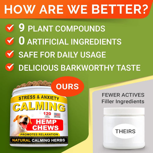 STRELLALAB Hemp Calming Chews for Dogs, Anxiety Relief, Natural Stress Relief, 240 Treats