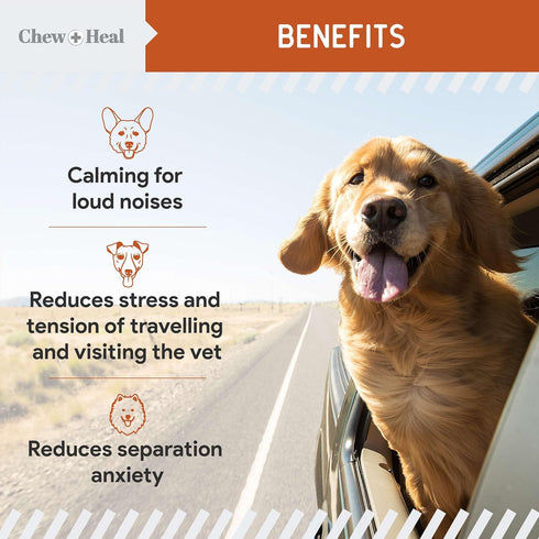 Calming Chews for Dogs - 30 Anxiety Relief Treats for Fireworks, Thunder, Storms, Natural Dog Calming Treats for All