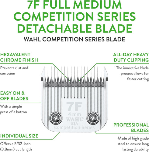 Wahl Professional Animal Competition Series Detachable Blade - 4/25-Inch Cut Length, 7F Full Medium (2368-100)