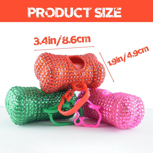 TJCGCKK Bling Dog Poop Pickup Bag Dispenser Holder Pet Waste Disposal Bag Pet Trash Bags Holder Bone Shaped (Red)