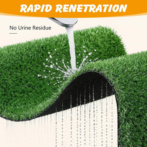 35x23in 2-Pack 2 Dog Grass Pad with Tray, Dogs Potty Tray with Replacement Artificial Grass and Washable Reusable Pee