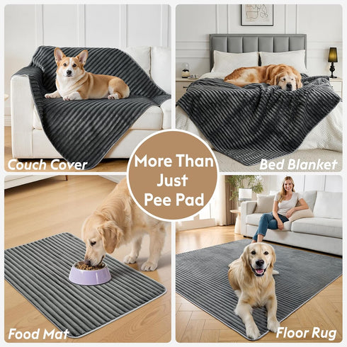 4 Pack 18" 24") FunFurry Flannel Washable Pee Pad for Dogs - Reusable Dog Pee Pads, Puppy Pads, Fast Absorb Pet Playpen