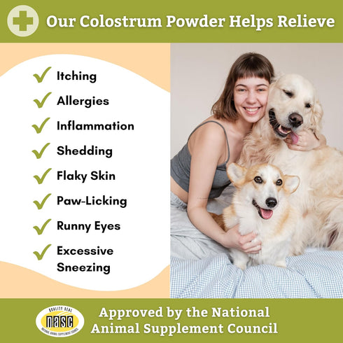 Wholistic Pet Organics Immune Balance: Dog Allergy Relief, Colostrum for Dogs, Itching Relief, Human Multivitamin,