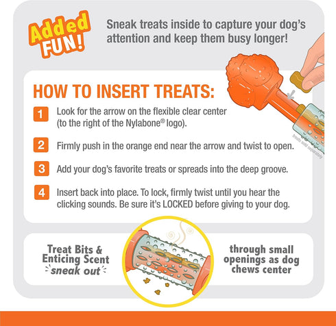 Nylabone Strong Chew Sneaky Snacker Treat Toy - Interactive Enrichment Chew Toys, Bacon Flavor (Medium/Wolf)