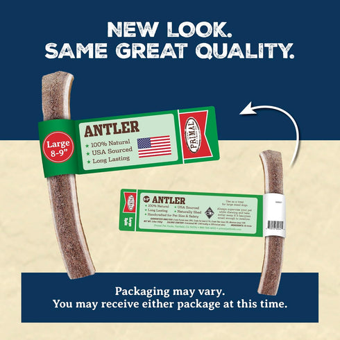 Primal Antlers for Dogs - Grade A Split Elk Antlers for Large Dogs 30-45 lb - Long Lasting Chews