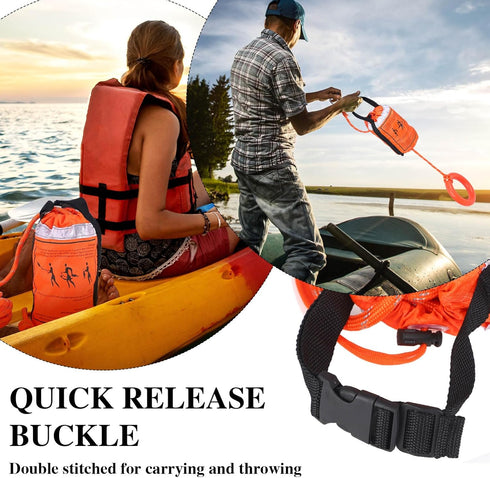 Water Rescue Throw Bag with 70ft Rope and 2 Emergency Whistles for Kayaking, Boating, Fishing