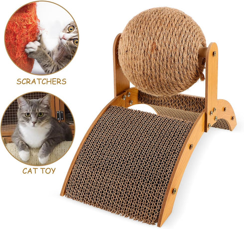 Toddmomy Cat Scratcher Ball Cat Scratching Toy Inclined Scratch Board Sisal Rope Ball for Indoor Cat Kittens