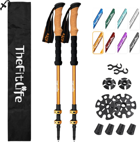 TheFitLife Trekking Poles for Hiking and Walking, Lightweight Aluminum with Natural Cork Grip