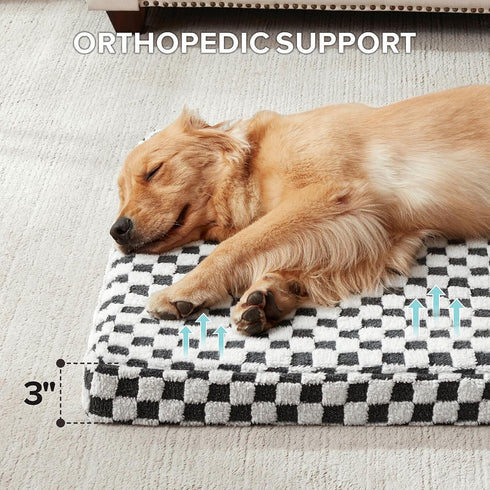 JOEJOY Dog Bed for Large Dogs, Orthopedic Bed with Removable Washable Cover, Cute Modern Plush & Memory Foam, Grey