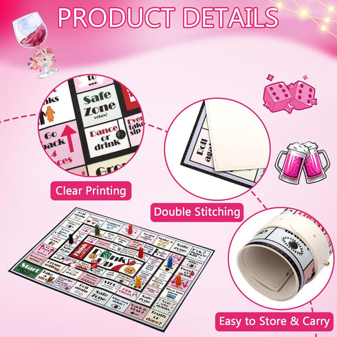 21+,2-8 Drinking Board Games for Adults Girls Night,Waterproof Leather Mat Drinking Games,Party Interactive Drinking