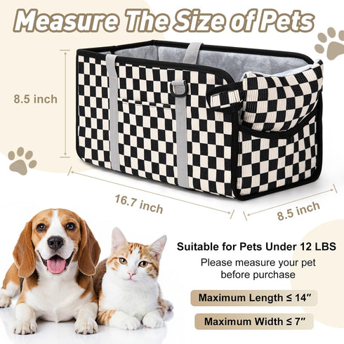 Console Dog Car Seat - Portable Dogs Armrest Booster Seat for Small Dog, Foldable Pet Car Seat with Safety Belt, Black