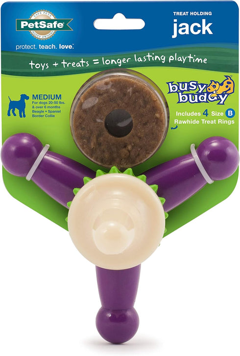 PetSafe Busy Buddy Jack - Interactive Dog Toy - Purple - Medium - Treat Holding Chew Toy