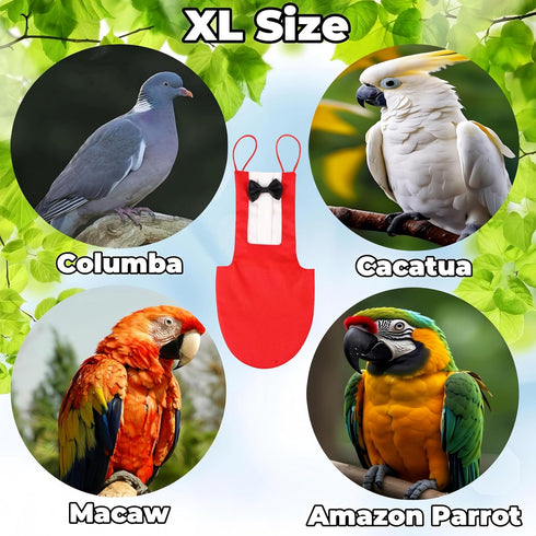 Magnoloran 80in Bird Diapers with Bow Bird Harness Tuxedo Flight Suits with Flying Leash Parrot Nappy with Waterproof