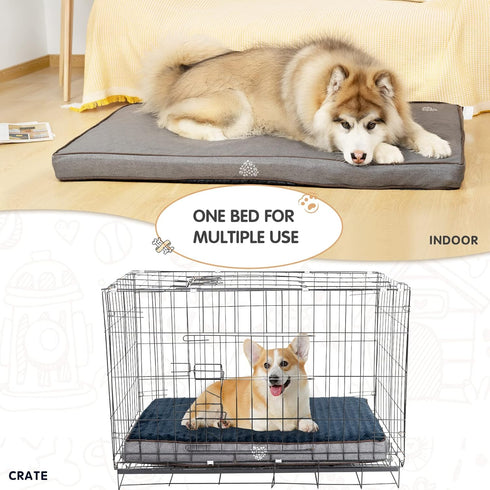 VANKEAN Dog Bed, Soft Reversible Crate Pad Mat with Orthopedic Egg-Crate Foam, Washable Comfy Kennel Pad for Small