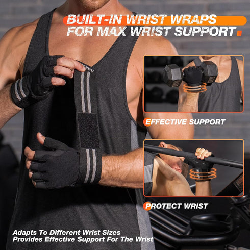 SIMARI Workout Gym Gloves for Men Women, Weight Lifting Gloves with Wrist Wrap Support, SBR Pad Grip for Full Palm