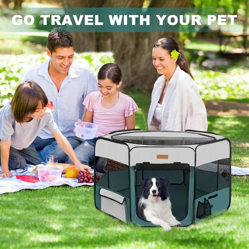 Dog Playpen, Portable Pet Play Pen for Cat, Puppies, Rabbits, Chickens, Foldable Large-Capacity Pet Tent