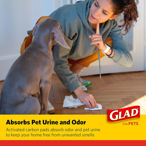 Glad for Pets Activated Carbon Dog Training Pads, 23" x 23", 150 Count, Absorbent Black Disposable Indoor Pee Pads