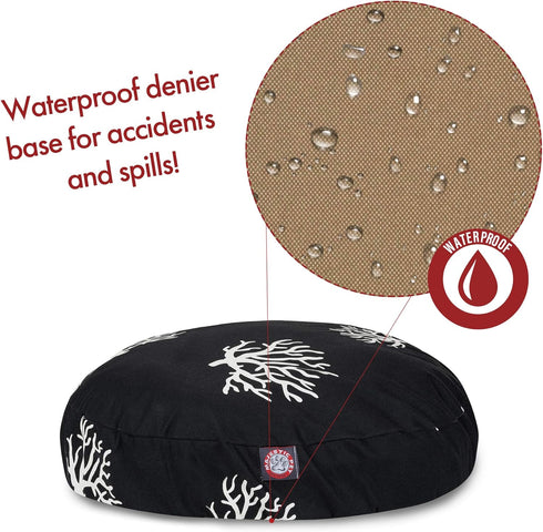 Black Coral Small Round Indoor Outdoor Pet Dog Bed, Removable Washable Cover by Majestic Pet Products