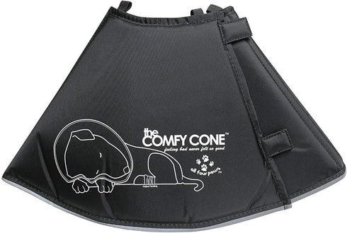Comfy Cone Pet Cone for Dogs, Cats, Black - Soft Recovery Collar for After Surgery, Wound Care