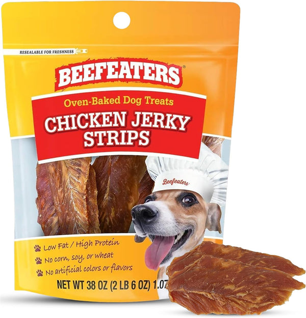Beefeaters Chicken Jerky Strips for Dogs 38oz, 100% Real Chicken Breast, Oven-Baked,
