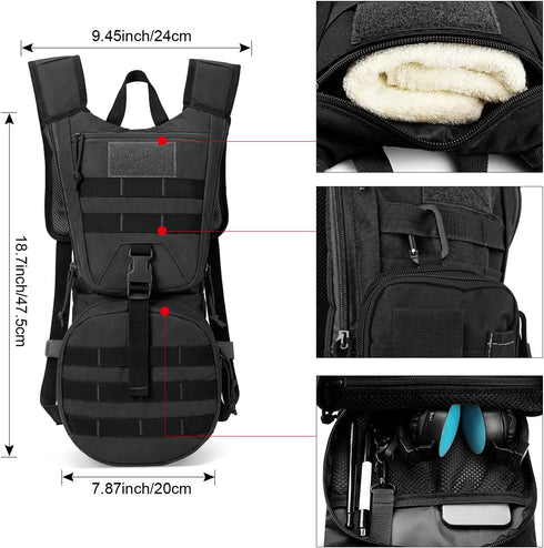 G4Free Military Tactical Hydration Pack Water Backpack with 3L Upgraded Bladder