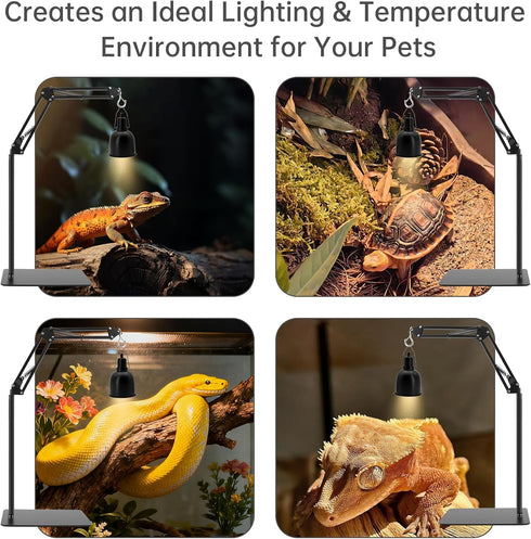 RTNLIT (15.7inch 65.9inch) 360 Reptile Lamp Stand Reptile Heat Light Stand to with Adjustable Swing Arm, Metal Bracket