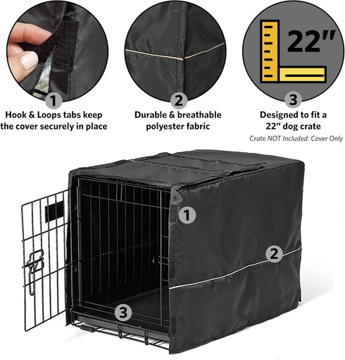 MidWest Homes for Pets XS Dog Crate Cover, Black Polyester, Fits Most 22-inch Crates