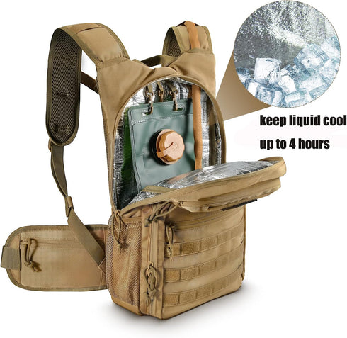FRTKK Tactical Hydration Pack, Lightweight Insulation Water Backpack for Hiking, Running, Fishing