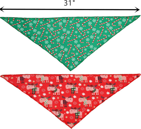 BoomBone Christmas Bandana for Dogs, 2 Pack Triangle Bibs Pet Scarf