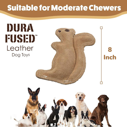 SPOT 8in Dura-Fused Leather Squirrel Dog Toy Real Leather & Jute Fabric, Double-Stitched & Durable, Soft Stuffed