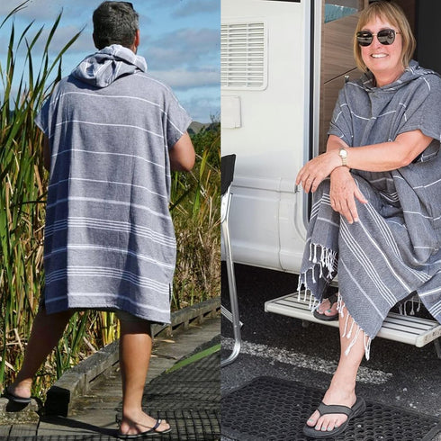 Beach Poncho with Hood, Personalized Turkish Towel Poncho, Handmade Beach Coverup, Customizable Unisex Surf Hoodie