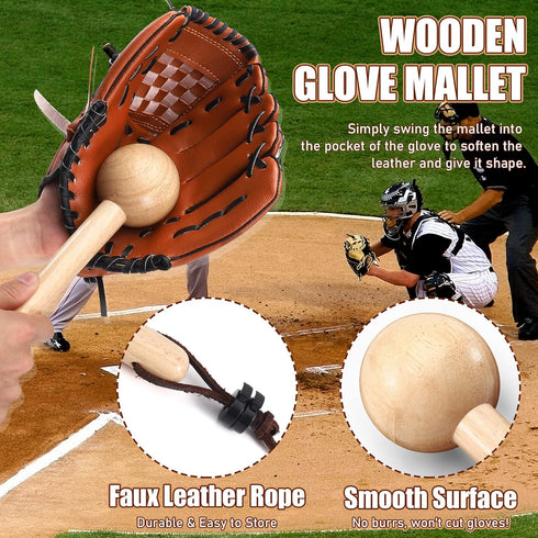 TOBWOLF 10PCS Baseball Glove Break-In Kit for Adult Youth, Includes Mallet, Wrap Band, and Practice Ball