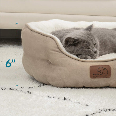Bedsure Dog Beds for Small Dogs, Round Cat Beds for Indoor Cats, Washable Pet Bed with Slip-Resistant Bottom, 20