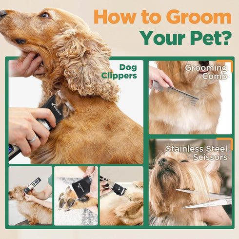 7000rpm 55db 3.0 Trimmer Gimars Professional Low Noise Cordless Rechargeable Dog Clippers, Motor Powerful Dog Long Hair