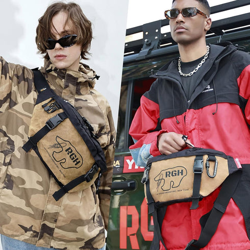 Rough Enough Tactical Fanny Pack for Men, Large Crossbody Waist Bag for Hunting, Hiking, Fishing in Military Khaki
