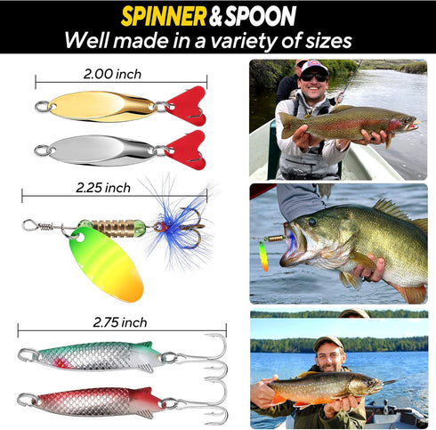 TOPFORT 187/343pcs Fishing Accessories Kit, Includes Jig Hooks, Sinker Weights, Fishing Set with Tackle Box