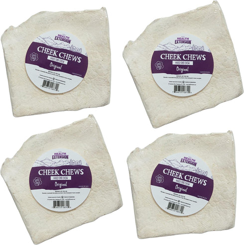 Health Extension Cheek Chews Dog Treat, Non-GMO, Rawhide Free, Durable Chew for All Life Stages, Case of 4