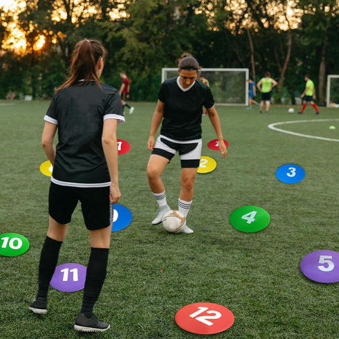 TNZMART Colorful Numbered Football Yard Markers for Soccer Training - Anti-Slip Design