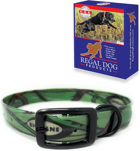 Regal Dog Products Waterproof Camo Hunting Dog Collar with Black Hardware for Small, Medium, Large, or XL Dogs