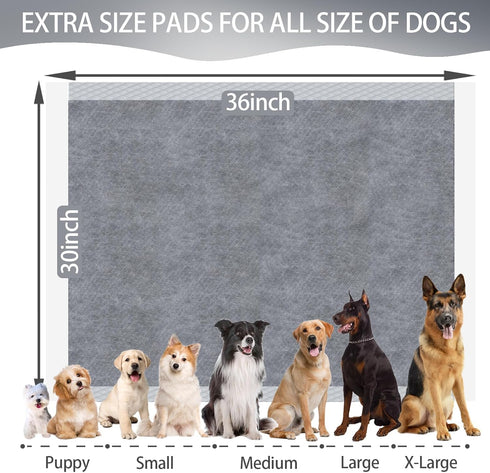 30"x36" 50 Count Extra Large Pee Pads for Dogs - Puppy Pads Activated Charcoal Bamboo Odor Control & Super Absorbent
