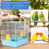 Travel Bird Cages for Cockatiels, Parrot Cage Starter Kit with Stand Accessories for Small Birds (Blue)