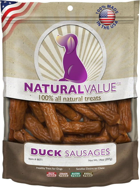 Loving Pets Natural Value Duck Sausages - Soft Jerky Dog Treats for