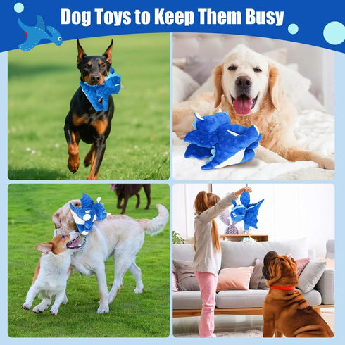 loncoldy Plush Dog Toys, Tough Chew Toys for Dogs, Crinkle Stuffed Squeaky Toy for Small Medium Large Breed