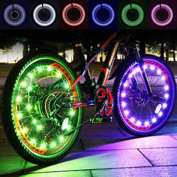 LED Bike Wheel Lights, 2-Tire Pack Bicycle Lights with Batteries Included, Stocking Stuffer Birthday Gift for Kids